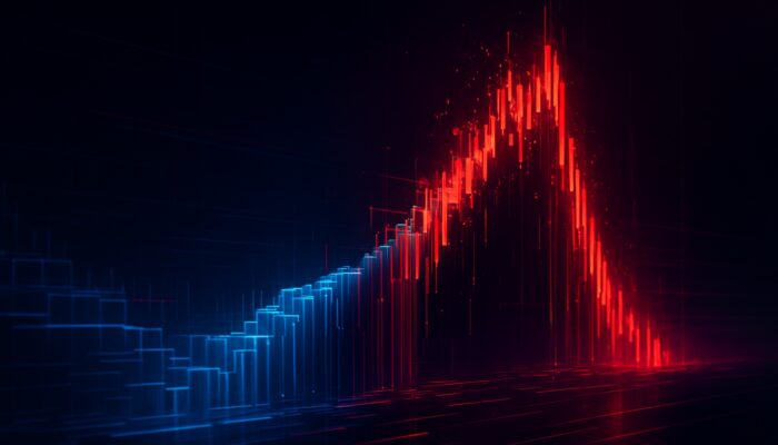 Cyberpunk order book visualization with massive sell trade shattering buy walls and depleting liquidity across glowing price levels.