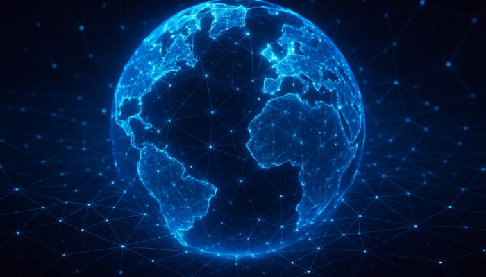 Cyberpunk holographic globe with glowing precise API endpoints for scalable global integrations